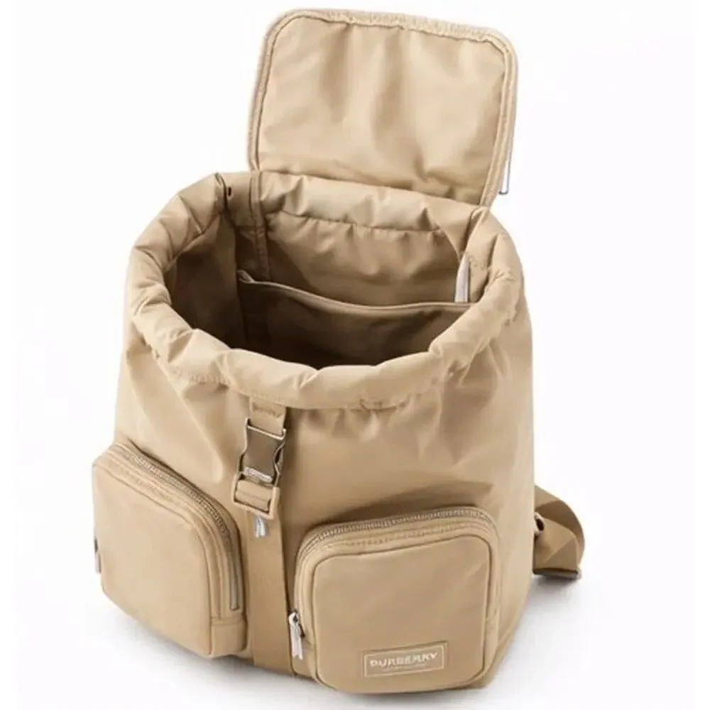 sale ends 5/14Burberry Unisex large nylon Waterproof logo Tan Backpack NEW Small